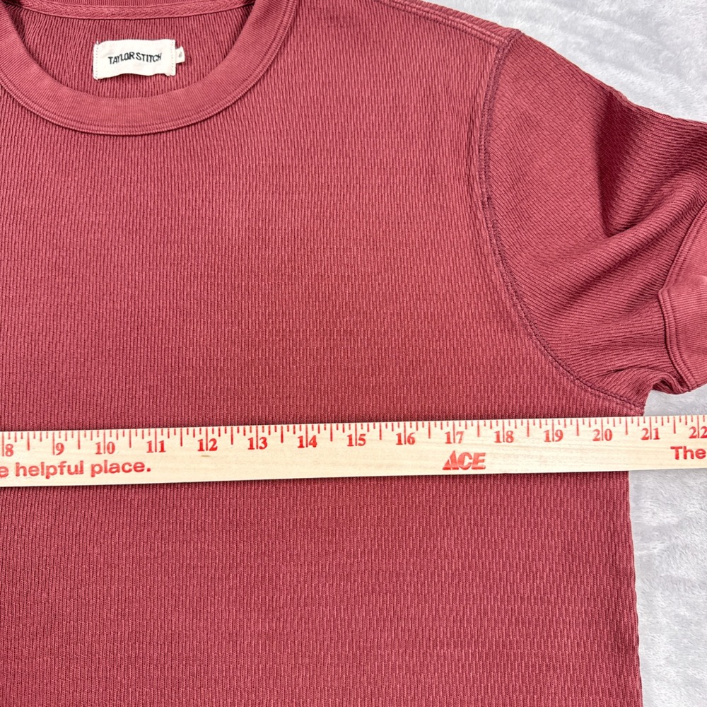 TAYLOR STITCH Heavy Bag Waffle Tee Mens 40 Burgundy Organic Cotton Short Sleeve - Picture 4 of 7